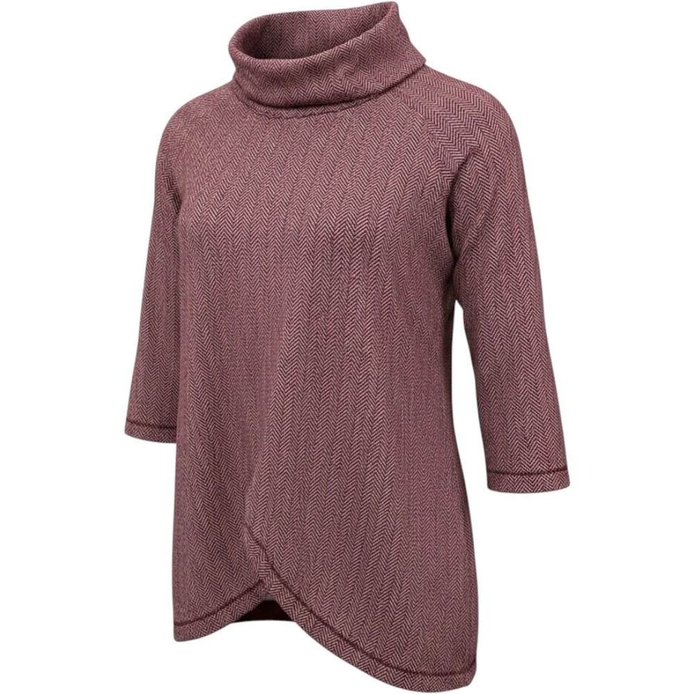 Lands' End Tunic Women 2X Burgundy Herringbone Cowl Neck Tulip Hem Fleece